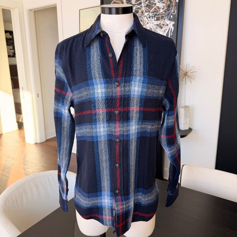 Men's Todd Snyder Oversized Wool Shirt Jacket Blue Plaid NWT